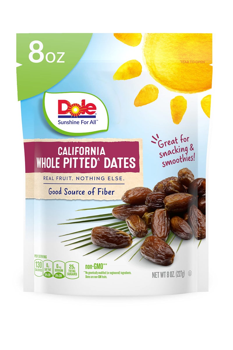 Dole California Whole Pitted Dates, Dried Fruit, Gluten Free Snack, 8 Oz Bag - Image 1